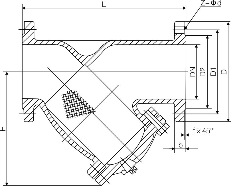 Y型過濾器(圖1) Y型(xíng)過濾器(圖1)