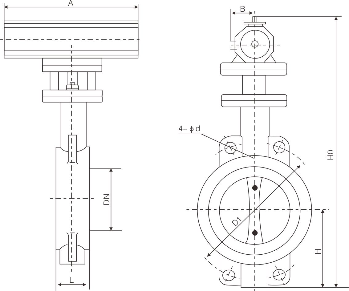 Pneumatic wafer type center line butterfly valve(圖1) Pneumatic wafer type center line butterfly valve(圖1)